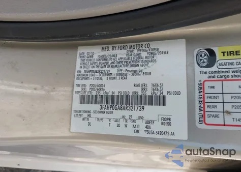 2010 Ford Fusion S from USA, damaged, VIN 3FAHP0GA8AR321739